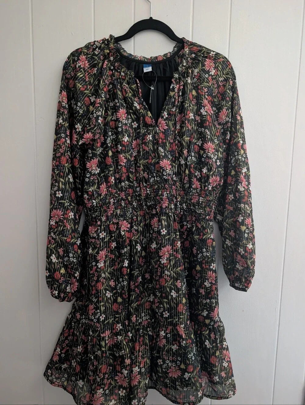NWT Old Navy Floral & Metallic Boho Dress